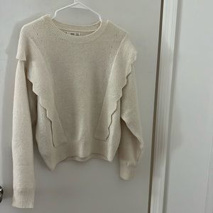 CREAM RUFFLE SWEATER BY MANGO
